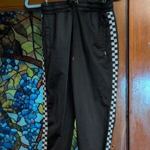 Vans Black Track Pants with Checkered Stripe